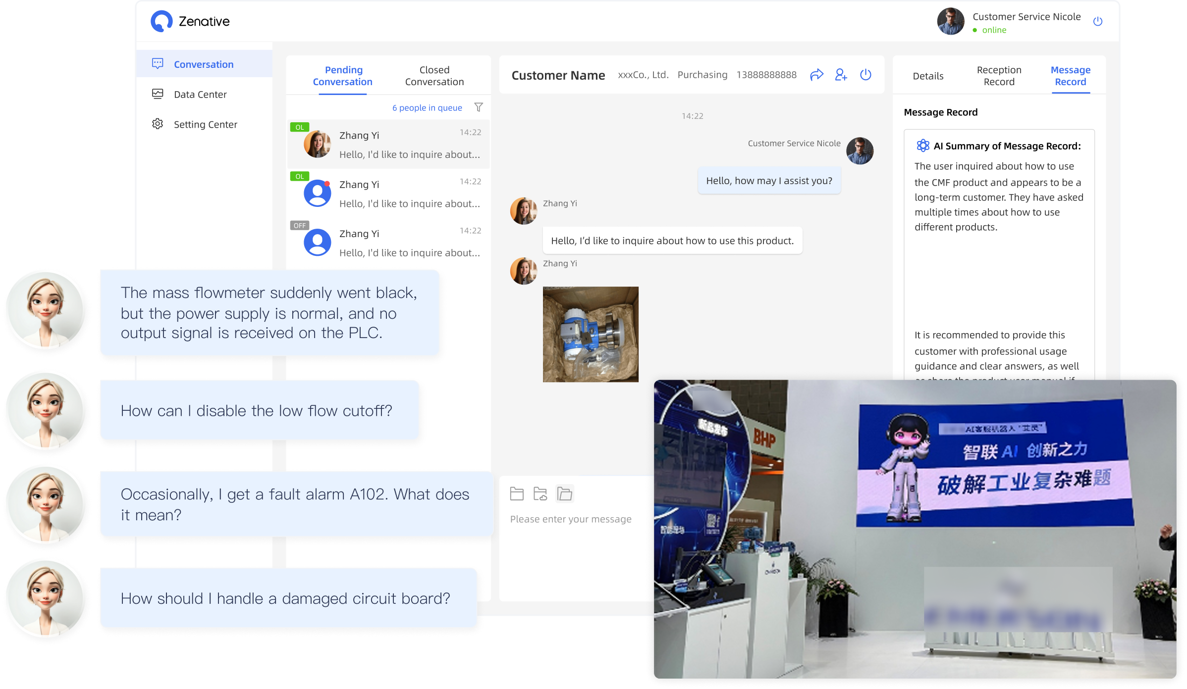 Industrial automation AI support dashboard and event lead generation examples